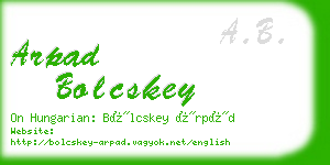 arpad bolcskey business card
